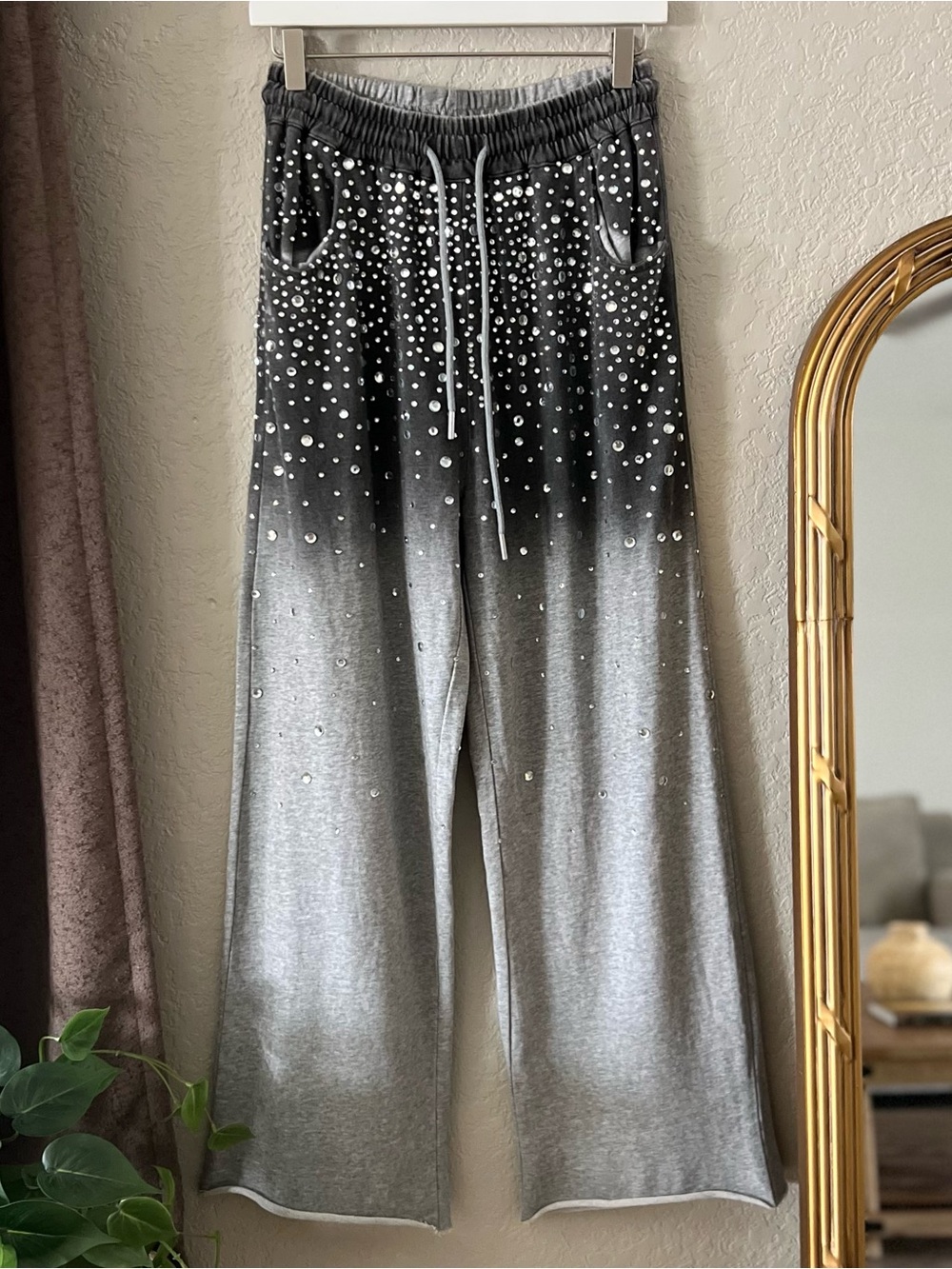 Rich Radi Q’s Gradient Starry Beaded Knit Pants Size Small